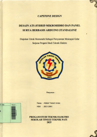 Image of Desain ATS Hybrid Mikrohidro Dan Panel Surya Berbasis Arduino Standalone