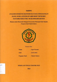 Image of Analisis Efisiensi Ekonomi dan Daya Pemasangan Panel Surya System On Grid Roof Top Di RSU Fastabiq Sehat PKU Muhammadiyah Pati