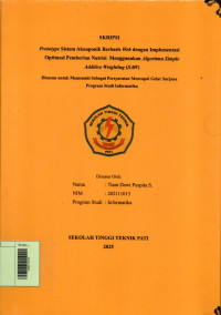 Image of Prototype Sistem Akuaponik Berbasis Web dengan Implementasi Optimasi Pemberian Nutrisi Menggunakan Algoritma Simple Additive Weighting (SAW)